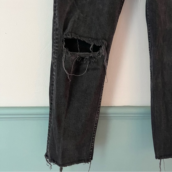 Re/Done Black Frayed Hem Denim, Sz 27 - Picture 9 of 10